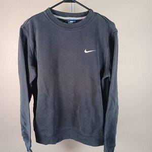 Nike Y2K Embroidered Swoosh Thrashed Faded Crewneck Sweatshirt Black Medium